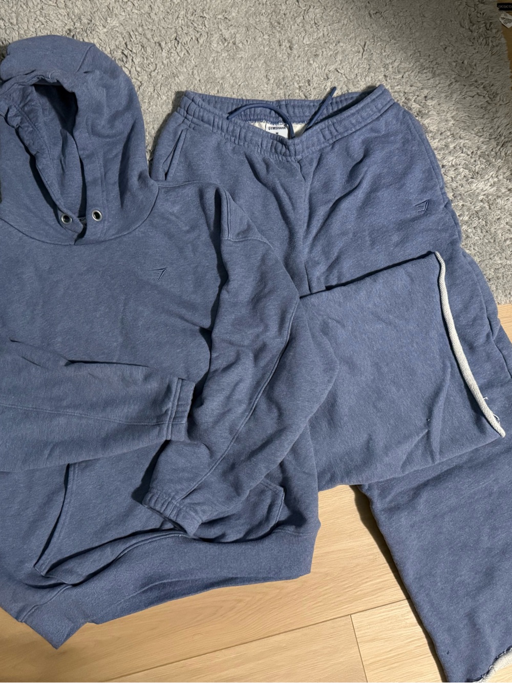 Gymshark Women's Navy Blue Hooded Sweatshirt & Joggers Set